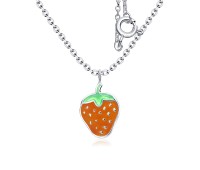 Cute Strawberry Enamel Shaped Silver Necklace SPE-4176